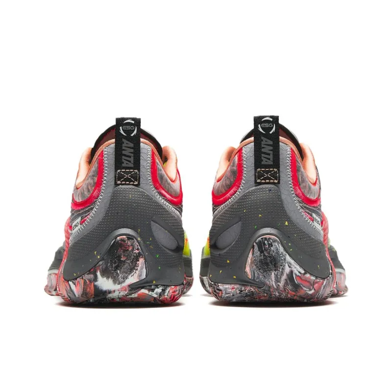 Anta Instant 1 ESG Cushioning Wear Resistant Low Top Basketball Shoes Men's Black Red Green-4