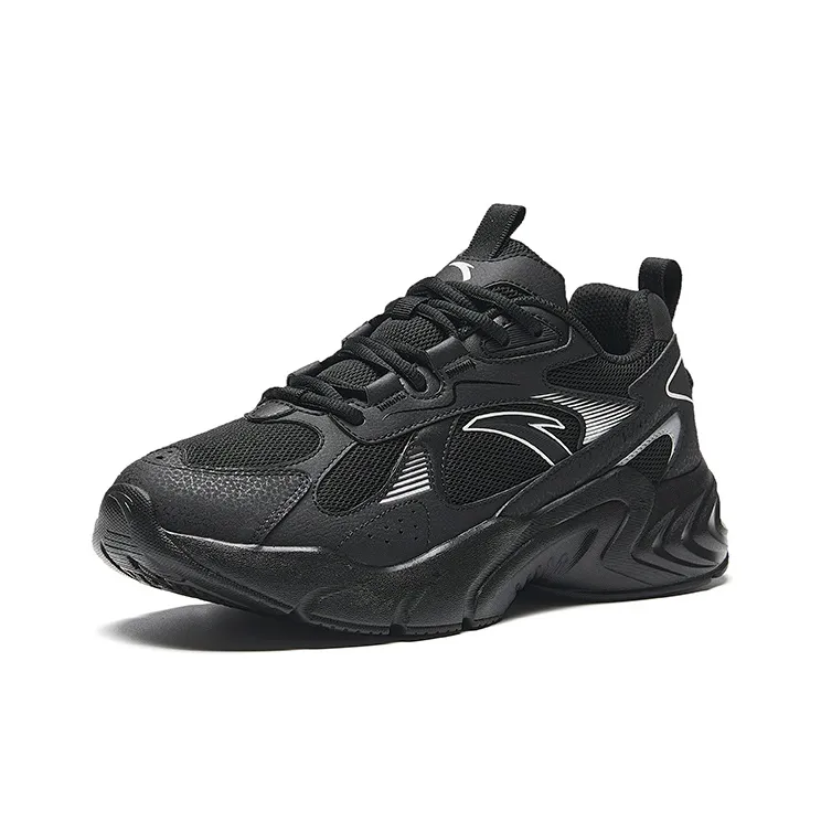Anta Running Collection Non slip Wear resistant Shock Absorption Low Top Casual Running Shoes Men's Black Silver-1