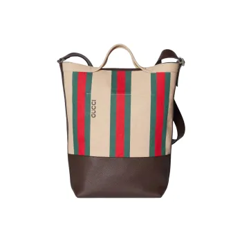 GUCCI Canvas With Leather Binding Canvas Bag, Tote Bag, Shopping Bag, Handbag, Shoulder Bag Large Size Men's Camel
