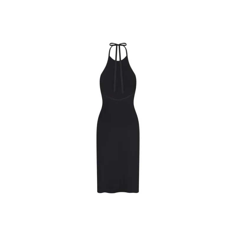 Khy SS24 DROP 009 Smooth Stretch Halter Tunic Slip Dresses Women's Black-1