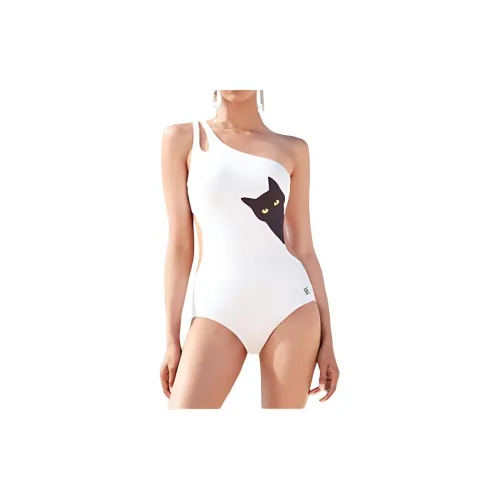 BALNEAIRE One-Piece Swimsuits Women's Cute Meow White