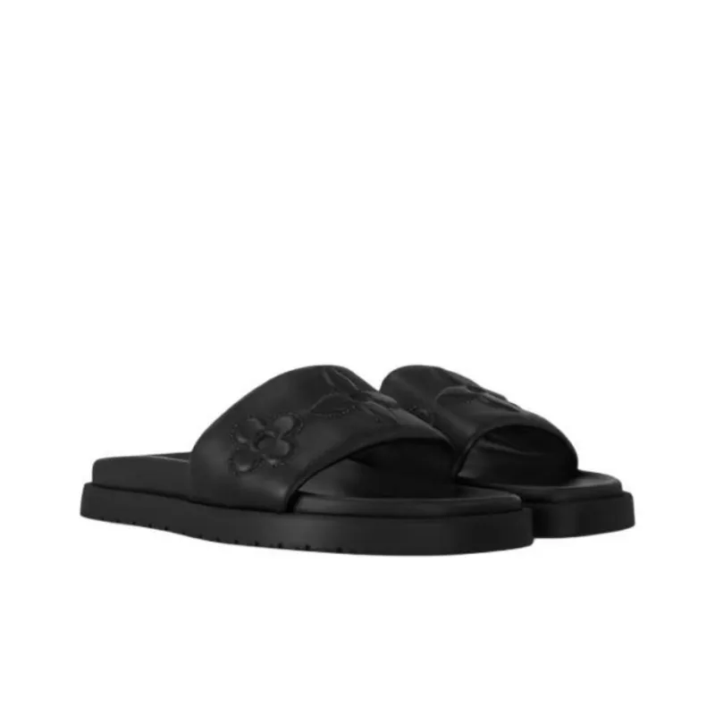 LOUIS VUITTON Slide Slippers Women's Black-2