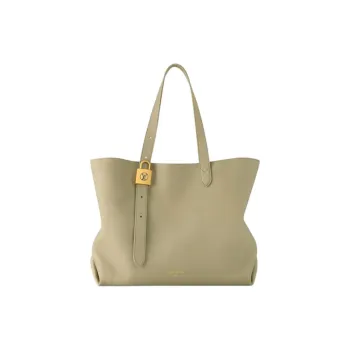 LOUIS VUITTON Grained Cow Leather Tote Bag Shopping Bag Shoulder Bag Handbag Medium Size Women's Gray Green