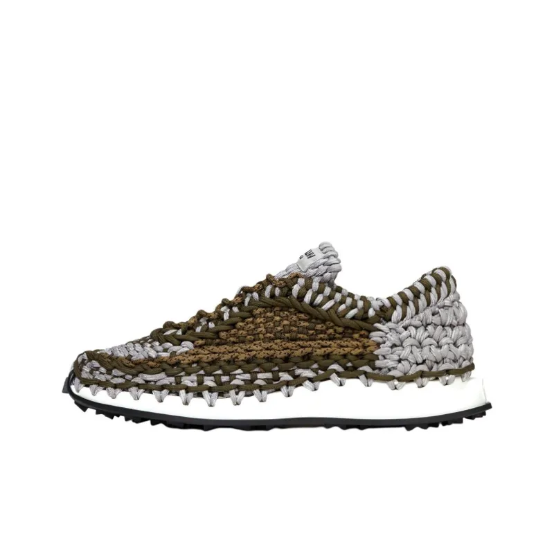 Valentino Crochet Cushioning Lightweight Low Top Athletic Shoes Men's Green-0