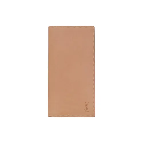 SAINT LAURENT Cow Leather Wallet Men's Brown Gold