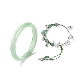 Jingleo Colored Glaze Emerald Green Butterfly Set Bangle Women's