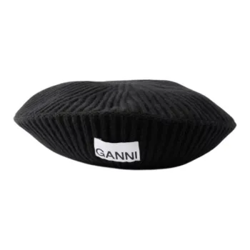 GANNI Recycled Wool Berets Women's Black