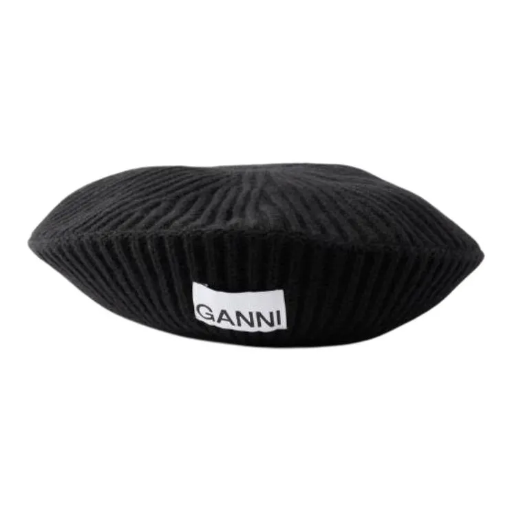 GANNI Recycled Wool Berets Women's Black-0