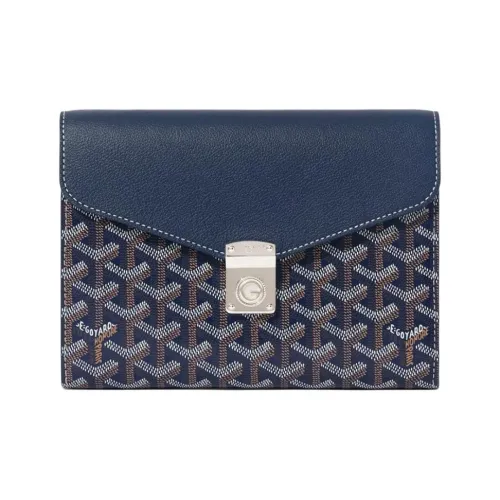 GOYARD Canvas With Calfskin Shoulder Bag Crossbody Bag Unisex Dark Blue