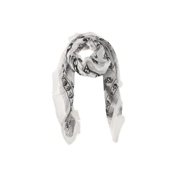 Alexander McQueen Modal Silk Scarves Unisex White/Black