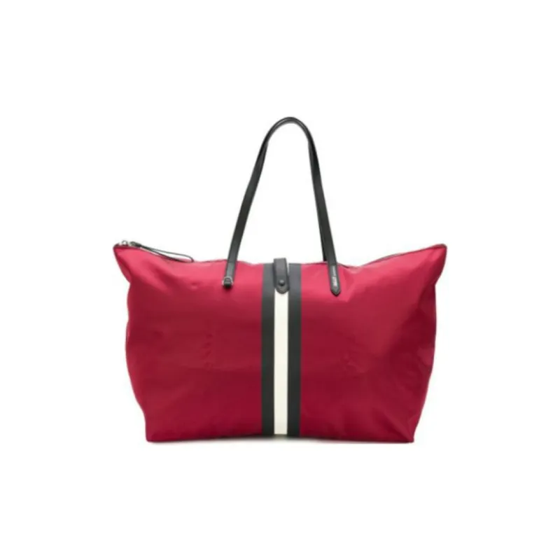 BALLY Nylon With Leather One Shoulder Handbag, Travel Bag Women's Red-0