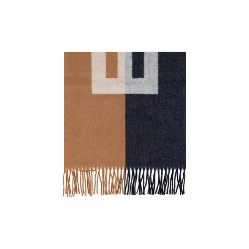 BALLY Logo-jacquard Two-tone Fringed Scarf