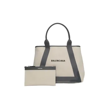 Balenciaga Coated Canvas With Calfskin Tote Bag, Shopping Bag, Handbag, Shoulder Bag Women's Natural & Gray