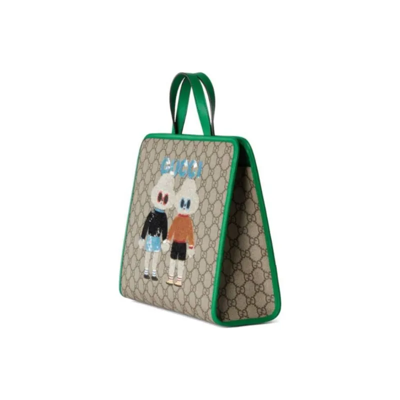 GUCCI Supreme Canvas Tote Bag Shopping Bag Handbag Kids' Beige & Ebony-1