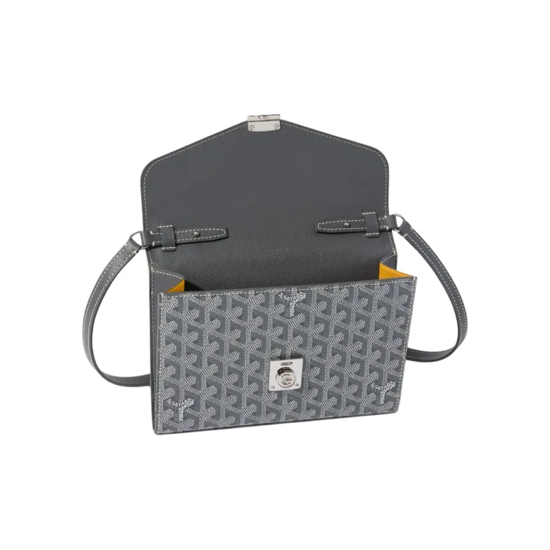 GOYARD Canvas With Calfskin Shoulder Bag Crossbody Bag Unisex Gray-2