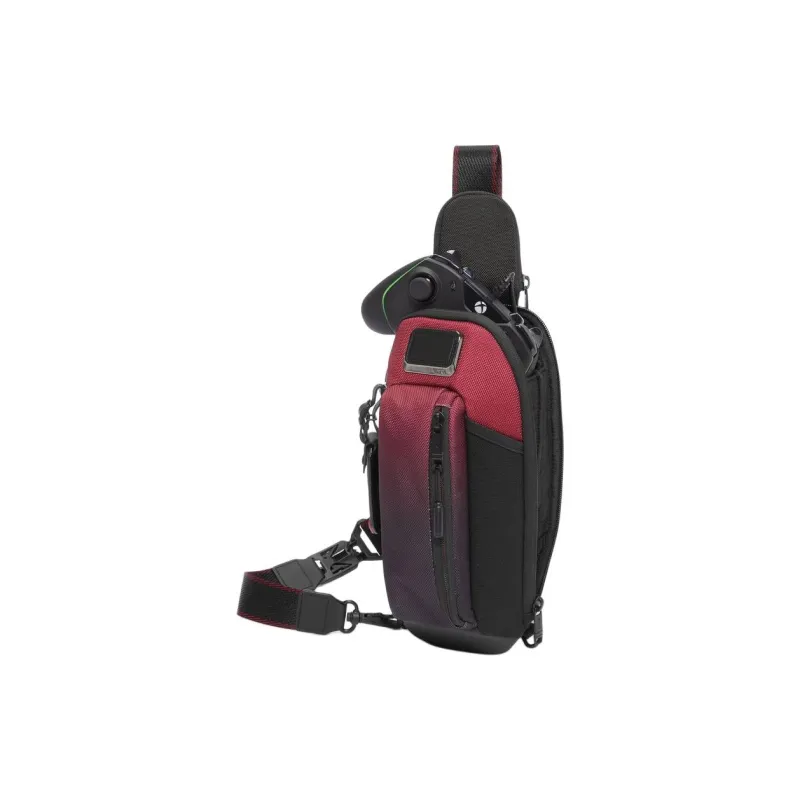TUMI Alpha Bravo Fabric One Shoulder Crossbody Sling Bags Men's Black & Red-1