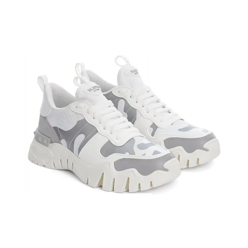 Valentino Rockrunner Low Top Casual Shoes Women's White Gray-2