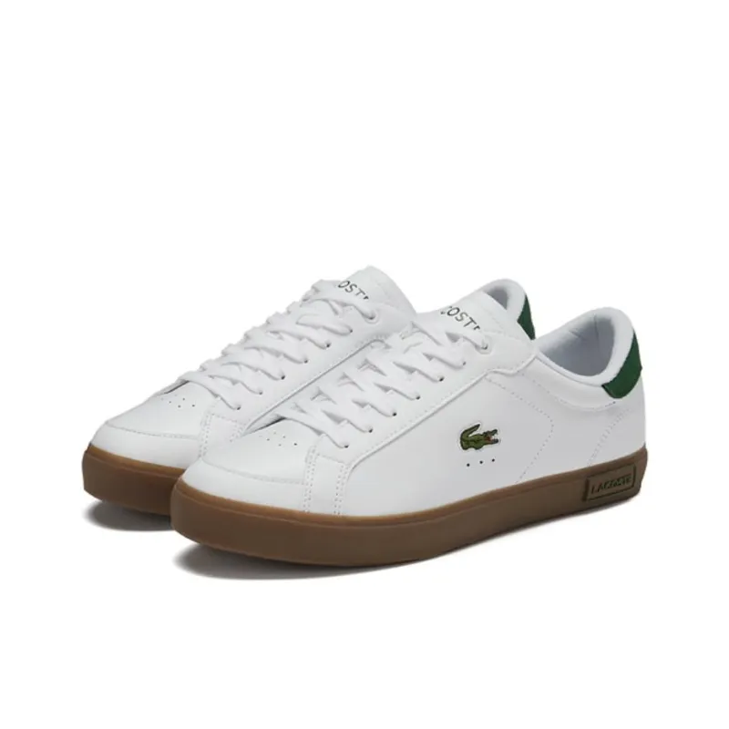 LACOSTE Low Top Skateboard Shoes Men's White Green-1