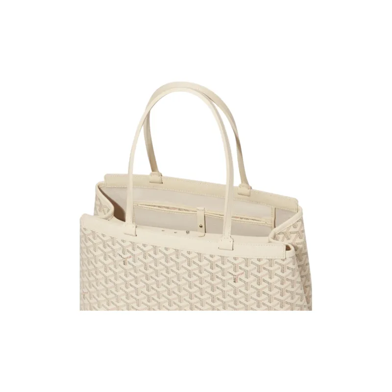 GOYARD Bellechasse Biaude Canvas With Calfskin Tote Bag Shopping Bag Handbag Small Size Women's Sand Stone-4
