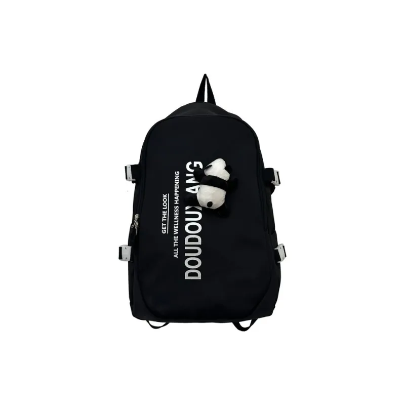 Dusen Kangaroo Nylon Backpack Unisex Black/Burgundy/Royal Blue-0