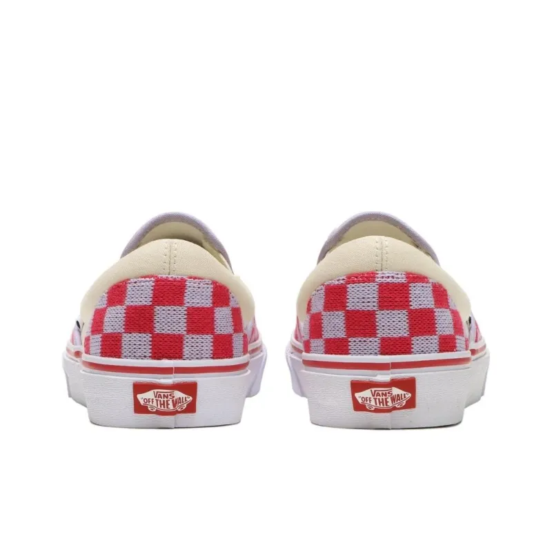 Vans Slip on Anti Slip Wear Resistant Low Top Skateboard Shoes Unisex White Red-4