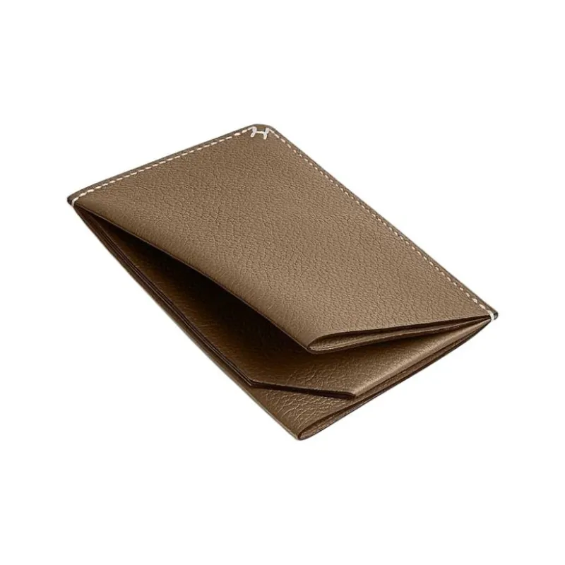 HERMES H Sellier Evercolor Leather Card Holder Women's 6T Toundra Tundra Green/Brown Green-2