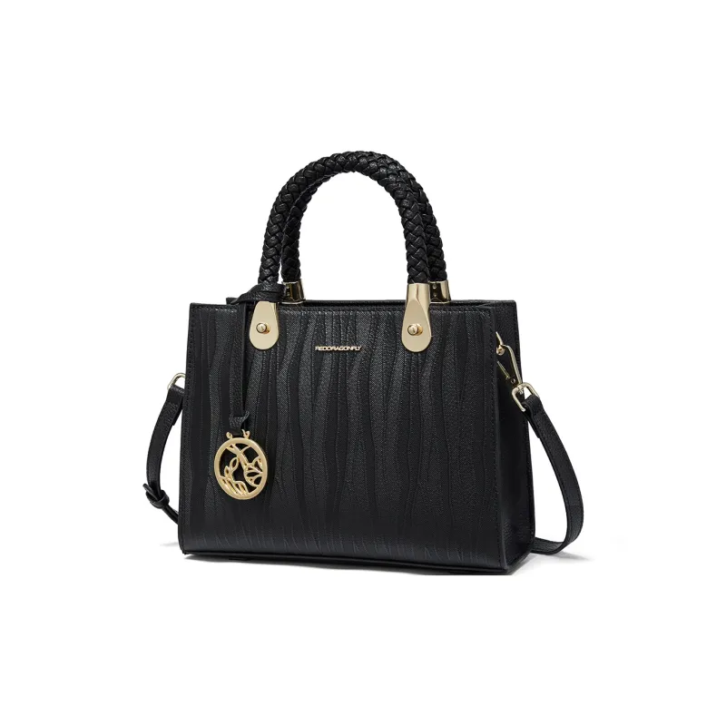 RED DRAGONFLY Cow Leather Tote Handbag, Crossbody Bag Women's Blue/Black-19