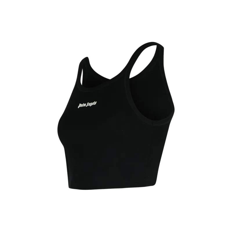 PALM ANGELS Logo embroidered Ribbed Tank Top-2