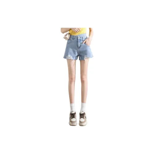 Tonlion Denim Shorts Women's Moon White/Blue