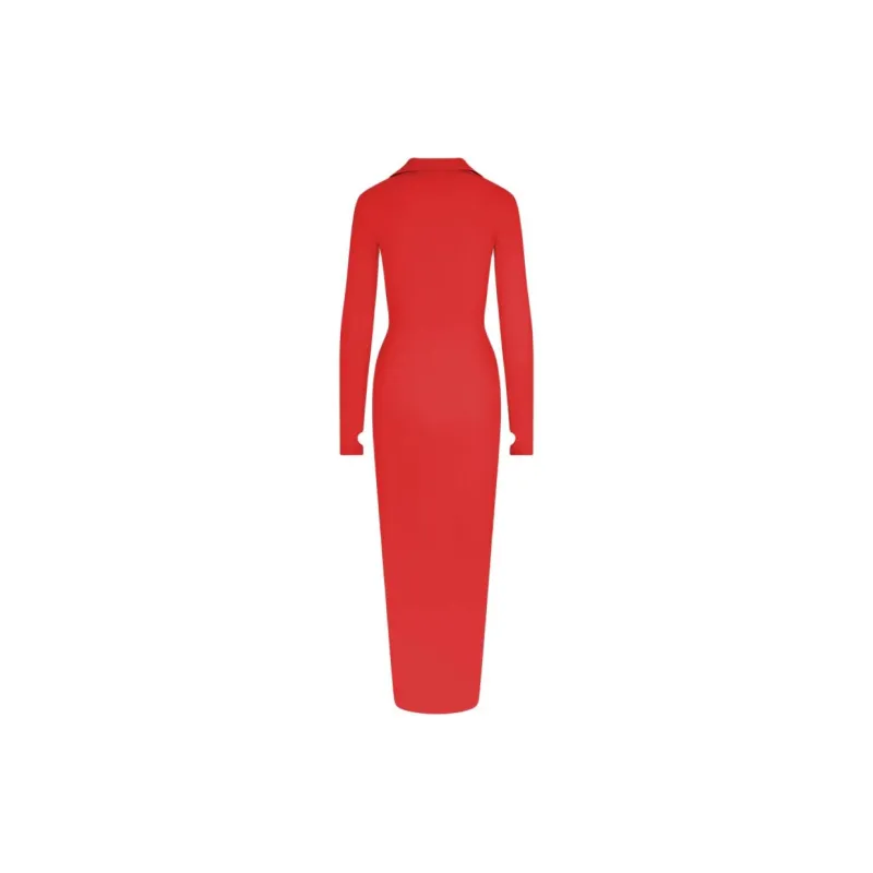 Khy SS24 DROP 009 Smooth Stretch Ruched Maxi Dress Long-Sleeved Dresses Women's Cherry Pink-1