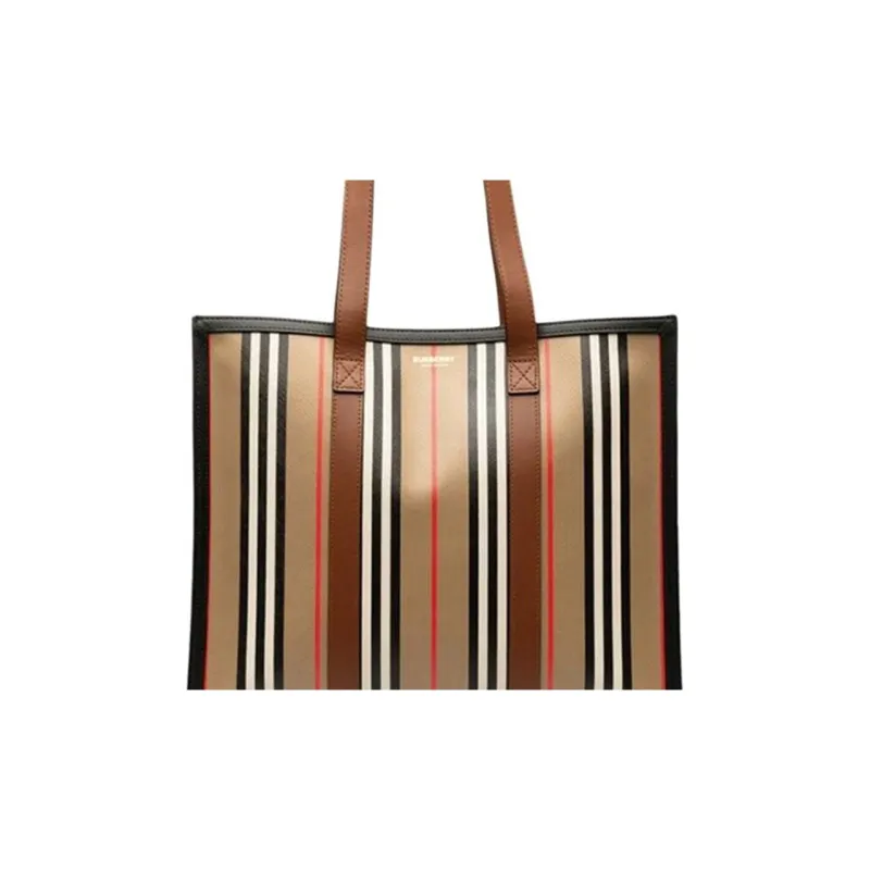 Burberry Canvas Tote Bag Shopping Bag Handbag Shoulder Bags Medium Size Women's Khaki-6