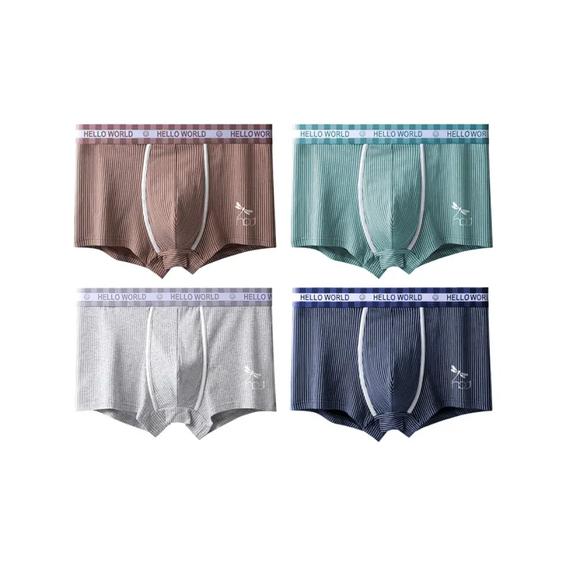 RED DRAGONFLY Cotton Panties Men's 4 Piece Gift Box Sets-12