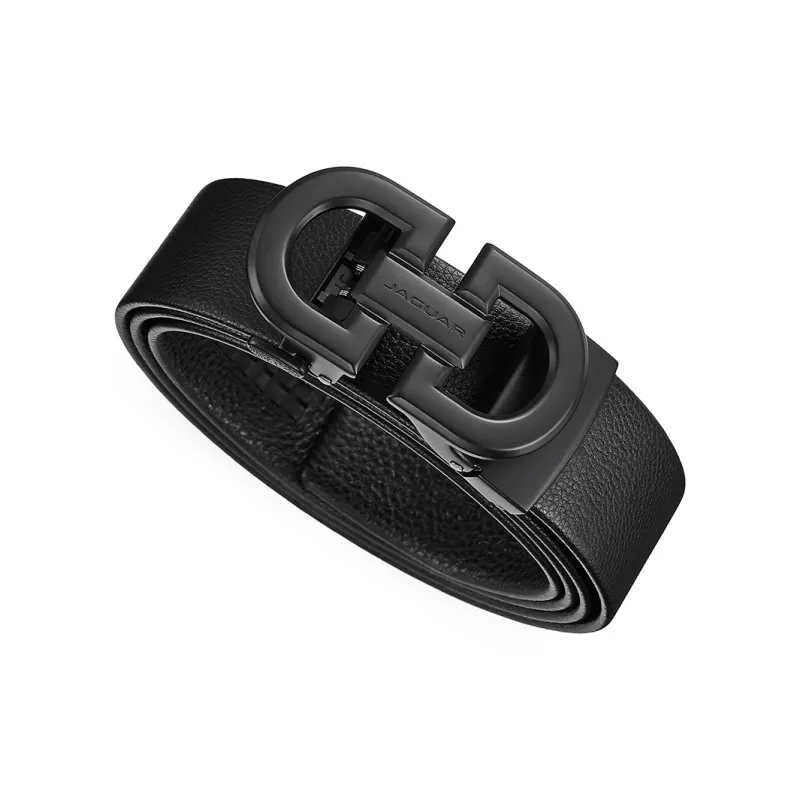 JAGUAR Advanced Cut Out Automatic Buckle For Everyday Work Cow Leather Leather Belts Men's Black Width  3.5cm-3