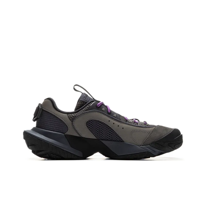LiNing CF Tracing Hiking EDC Anti-Slip Wear-Resistant Low-Top Trekking Shoes Unisex Gray Black-1