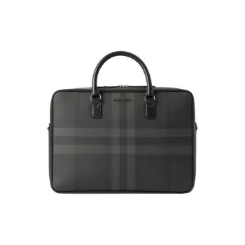 Burberry Ainsworth Thermoplastic Polyurethane With Cotton And Calfskin Briefcases Men's Charcoal