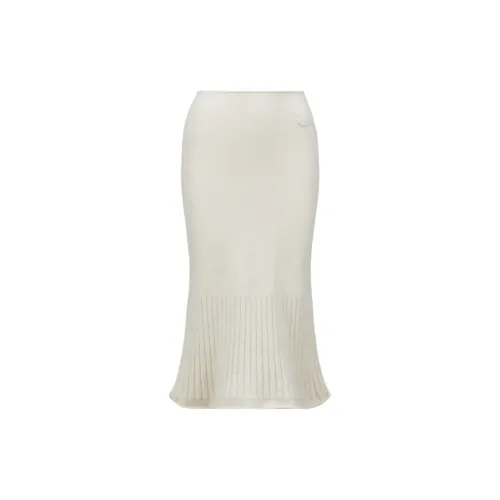 Moncler Knit Long Skirts Women's White