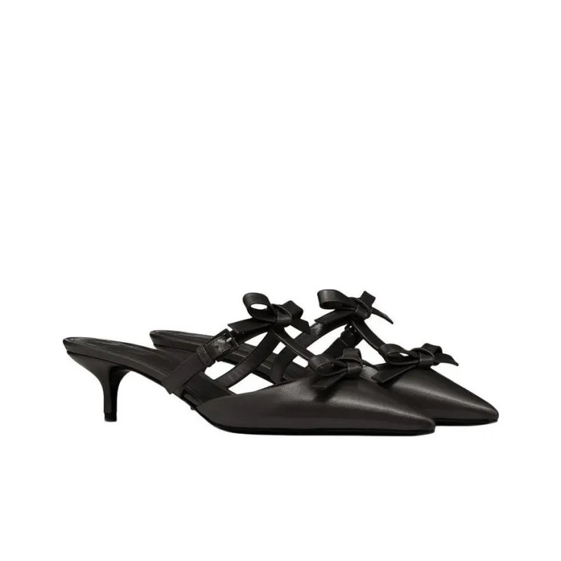Valentino French Bows Stylish Sandals Women's Black-2
