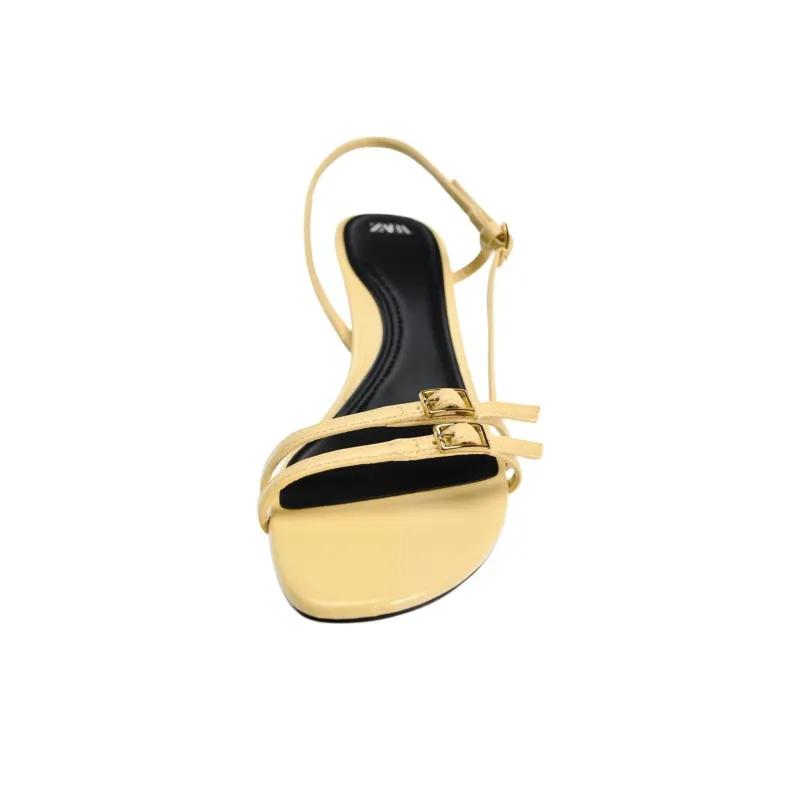 ZARA Strap Sandals 6.5cm Women's Yellow-3
