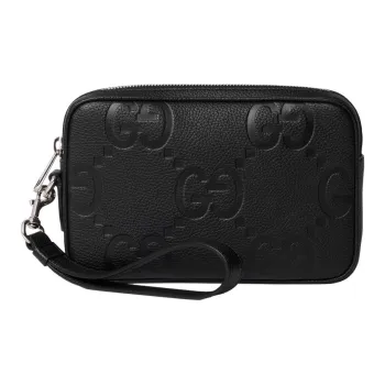 GUCCI Leather Clutch Small Size Men's Black