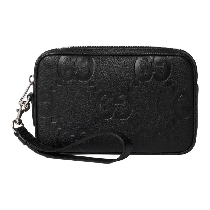 GUCCI Leather Clutch Small Size Men's Black-0