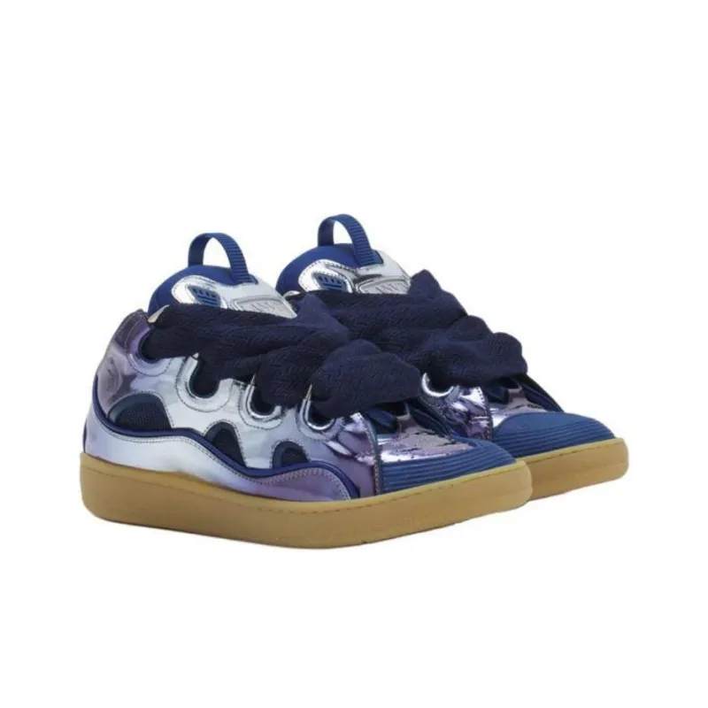 Lanvin Curb Low Top Skateboard Shoes Women's Purple Blue-2