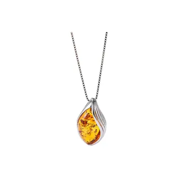 S&A S925 Silver Amber Fine Jade Necklaces Women's