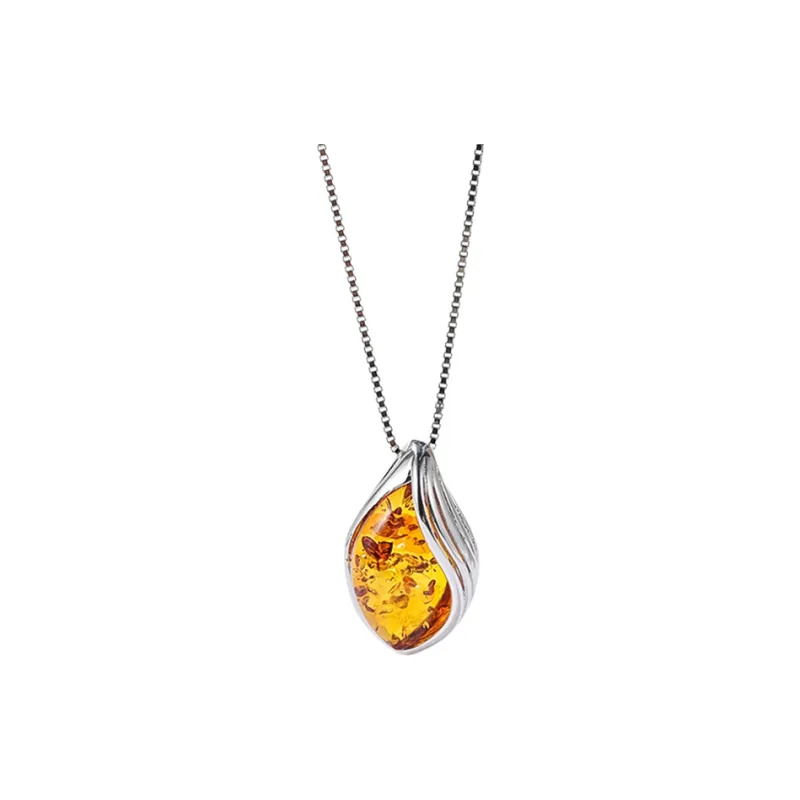 S&A S925 Silver Amber Fine Jade Necklaces Women's-0