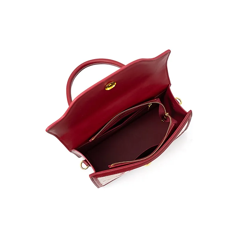 Vigno Synthetic Leather Handbag One Shoulder Crossbody Regular Women's Red-5