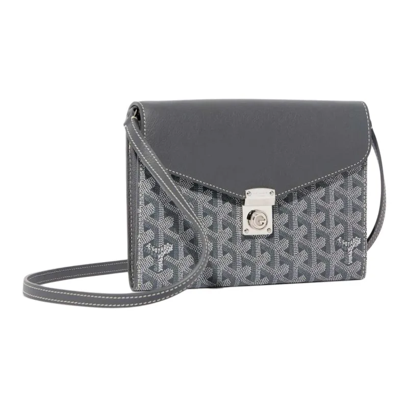 GOYARD Canvas With Calfskin Shoulder Bag Crossbody Bag Unisex Gray-1