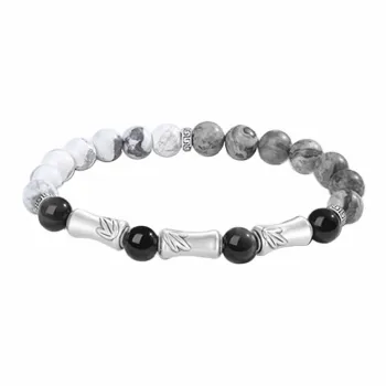 Muyan S999 Fine Silver Bamboo Beaded Bracelet Unisex