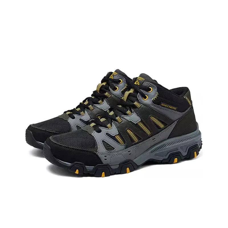 Skechers OUTDOOR MENS Supportive And Elastic Mid Top Hiking Shoes Men's Dark Gray Yellow-2