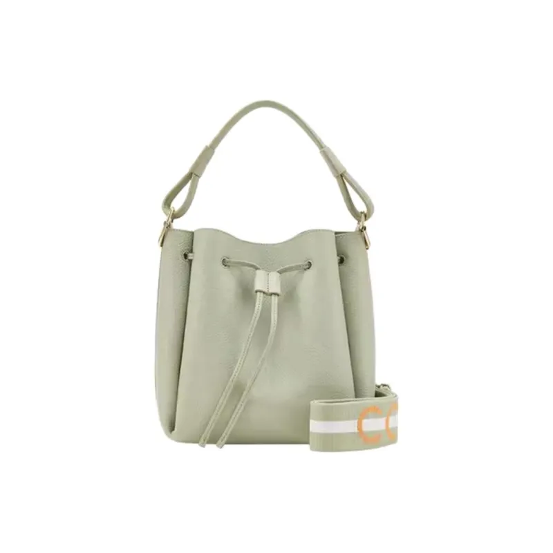 COCCINELLE Fabric Cow Leather Patchwork Bucket Bags Shoulder Bag Crossbody Bag Handbag Large Size Women's Celadon Green-0