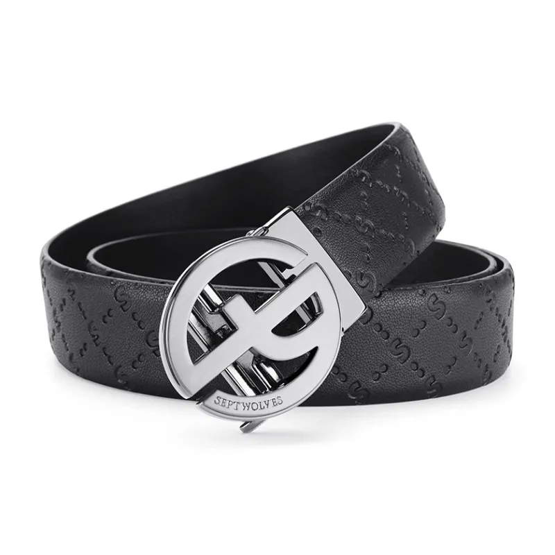 SEPTWOLVES Cow Leather Genuine Leather Leather Belts Men's Width  3.5cm-2