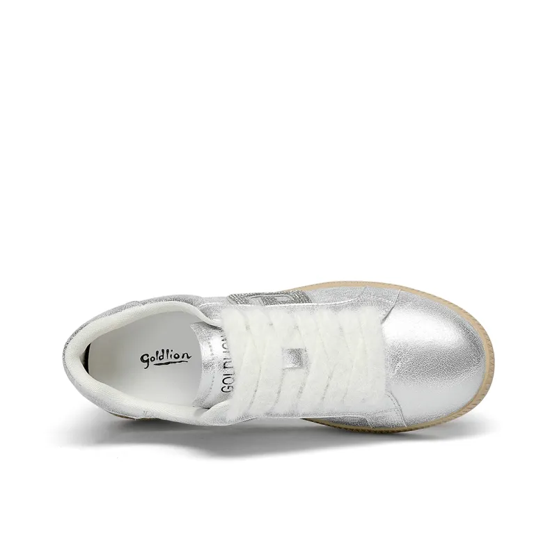 GOLDLION German Army Trainers Lightweight Low Top Skateboard Shoes Women's Silver-2